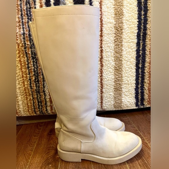 Zara Shoes - ZARA Tall Boots Rubberized White Cream Sz 7